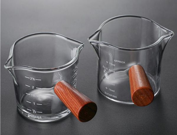 Manico in legno Latte tazze di caffè tazze di vetro italiano tazza di misurazione mini tazza all'ingrosso prezzo di fabbrica esperto design qualità ultima stile originale Stato originale