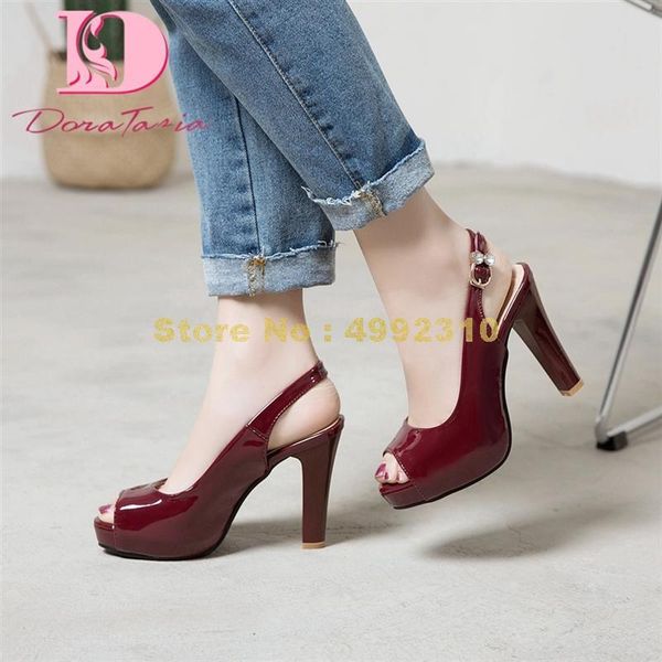 

sandals big size 43 patent leather women square heels metal decoration pumps summer shoes, Black