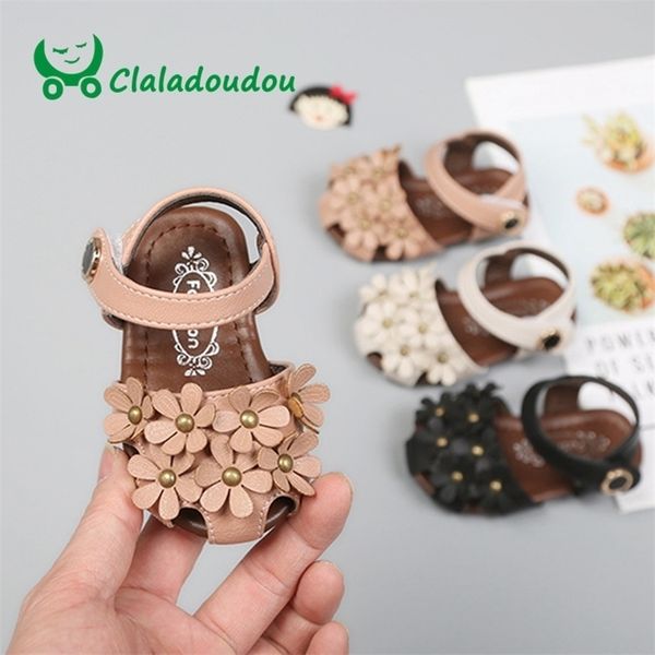 

girls sandals baby girls flower shoes for summer toddler girl closed toe rivets soft beach sandal for kid 11.5-15.5cm 0-3years 210326
