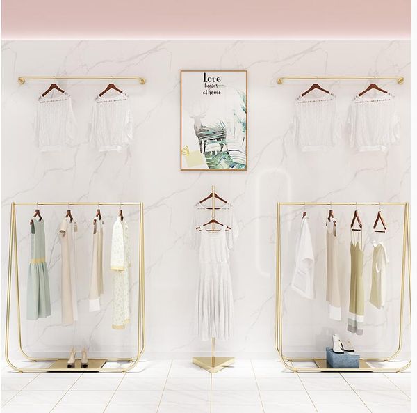 

hangers & racks floor type golden women's clothing display shelf