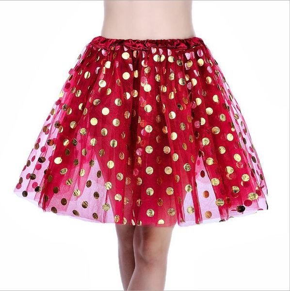 

skirts women girls fancy tutu skirt tulle polka gold dot cute gauzy adult, Black