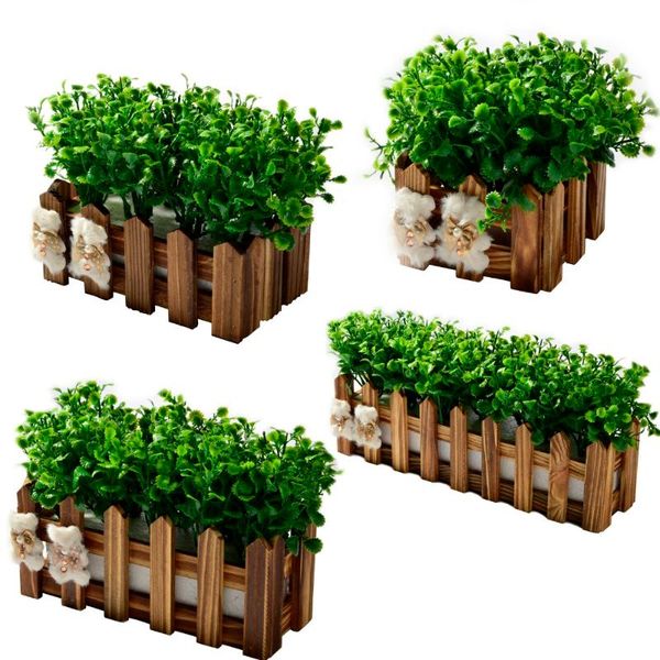

artificial flowers for wedding party decoration peppermint grass+fence plant plastic flower+vase bonsai set fake gift decorative & wreaths