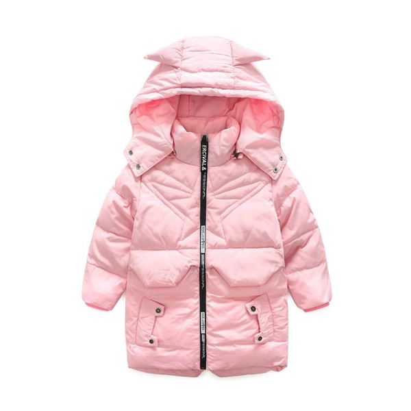 

the winter wear boys and girls down in long section of warm cap thick white jacket coat, Blue;gray