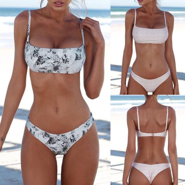 

women's swimwear 2021 push up brazilian bikini set women print vintage swimsuit beach suit biquini bathing suits ropa mujer, White;black