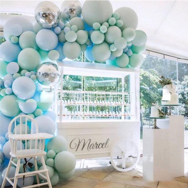 

party decoration 145pcs balloon arch macaron aqua blue silver garland wedding stand birthday decor