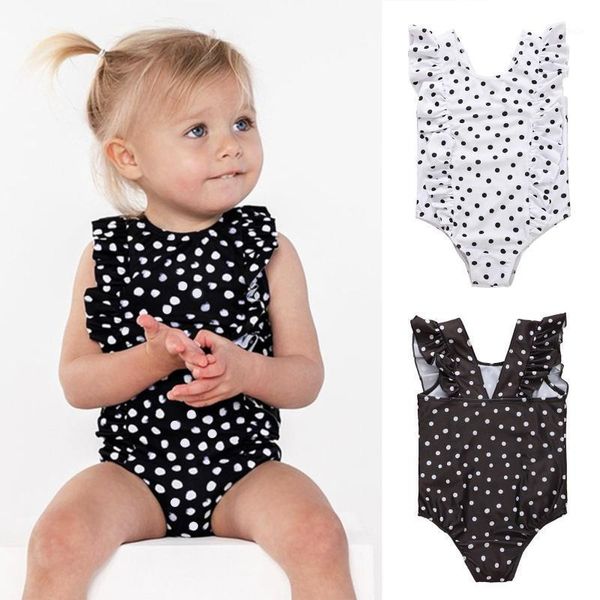 

one-pieces 2021 toddler kids baby girls dot print bikini one-piece swimwear swimsuit beachwear vogue summer children's casual, Black