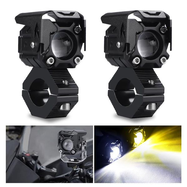 

working light 2pcs motorcycle mini spotlights 25w driving extra single lens dual color white yellow 12v for motor car offroad