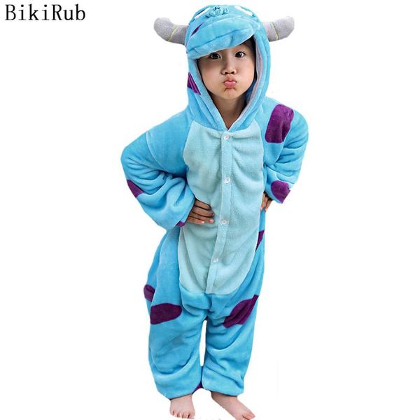 

children pajamas winter sleepwear boys girls pajama set cute sulley cartoon animal kids pyjamas flannel pijama, Blue;red