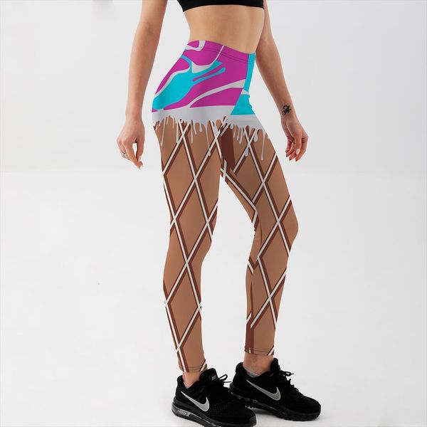 

wholesale ice cream color splicing womens leggings lingge european pants stretch, Black
