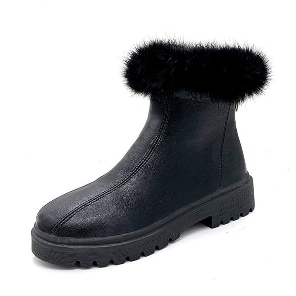 

boots winter women's warm shoes waterproof 2021 model black with fur