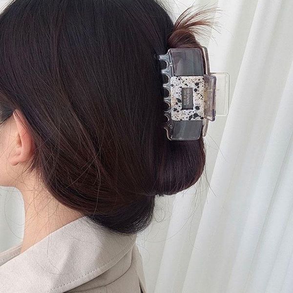 

hair accessories korean women elegant acetic acid acrylic patchwork square claw unique geometric marbling clip style holder