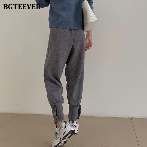 

pants winter thicken knitted harem pants women casual elastic waist warm loose female sweater trousers pantalon iwut, Black;white