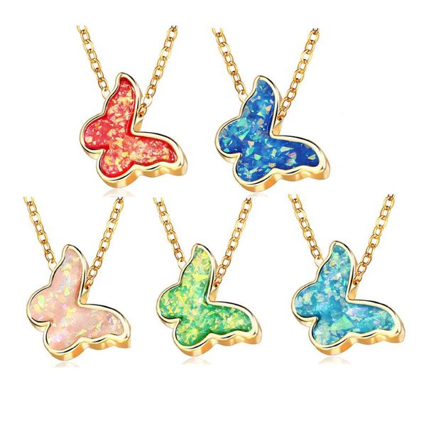 

charm small animal pendant necklace design personality beautiful bling stone butterfly jewelry for women chains, Silver