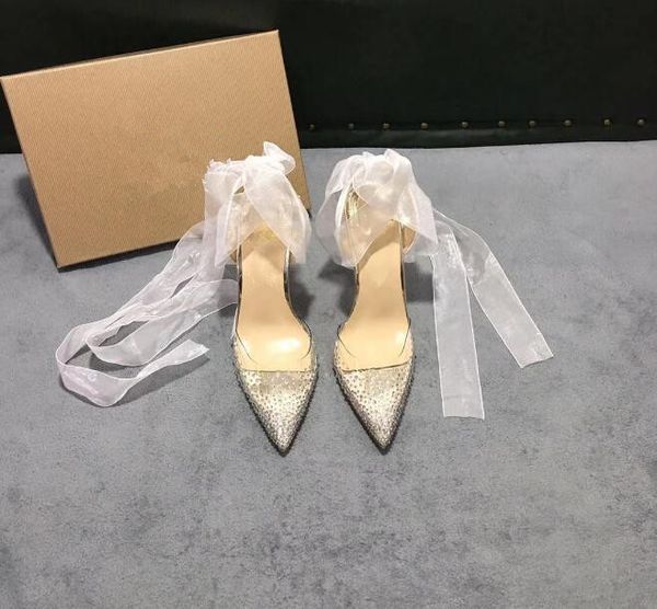 

brand dress shoes sale women high heel transparent belt drill ladies fashion, Black