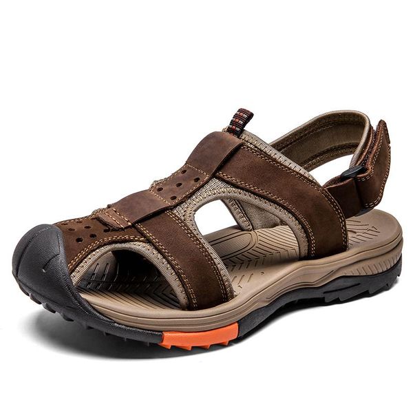 

sandals classic men summer soft comfortable shoes genuine leather outdoor roman big size 38-46, Black