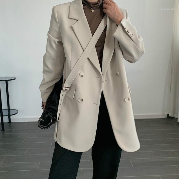 

women's suits & blazers 2021 women spring blzaer coat turn down collar belt decorated blazer feminino casaco for clothes, White;black