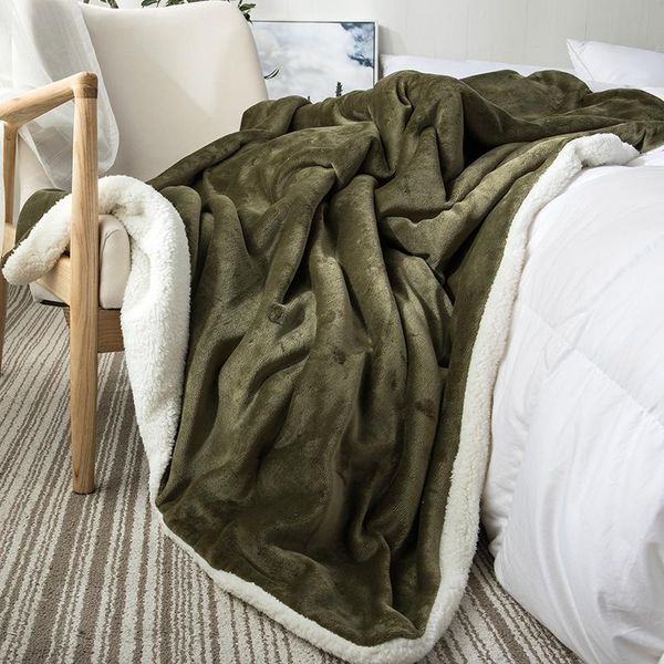 

blankets thick warm winter coral fleece bedspread blanket cover nordic solid throw for sofa double bed large