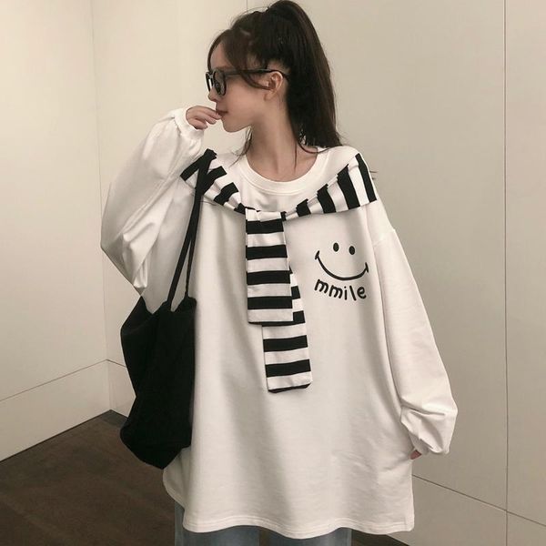 

women's hoodies & sweatshirts korean style sweatshirt fashion casual oversized crewneck pullover streetwear sudadera mujer clothing db6, Black