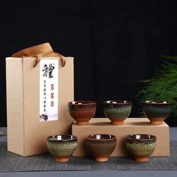

cups & saucers chinese traditional 6 pcs/set tea gai wan cup sets ceramic ice crack gaiwan pot set gift box