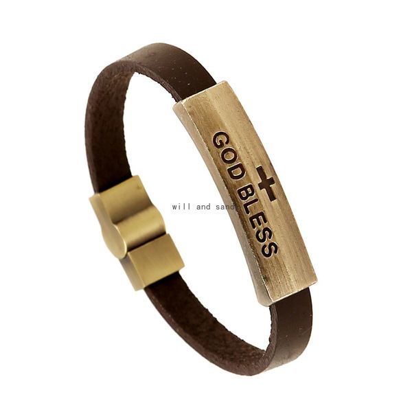 „Wish God Bless“-Armband, Armreif, Antik-Bronze, Buchstaben-Tag-Armbänder, Ringe, Modeschmuck, Will und Sandy
