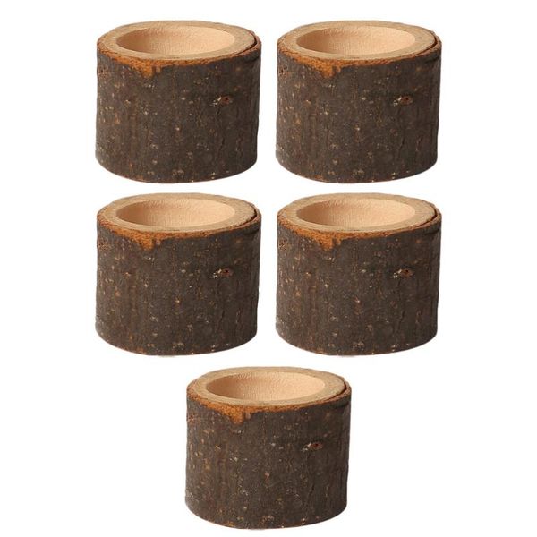 

candle holders 5pcs creative candleholder candlestick ornament wooden candleholde (coffee)