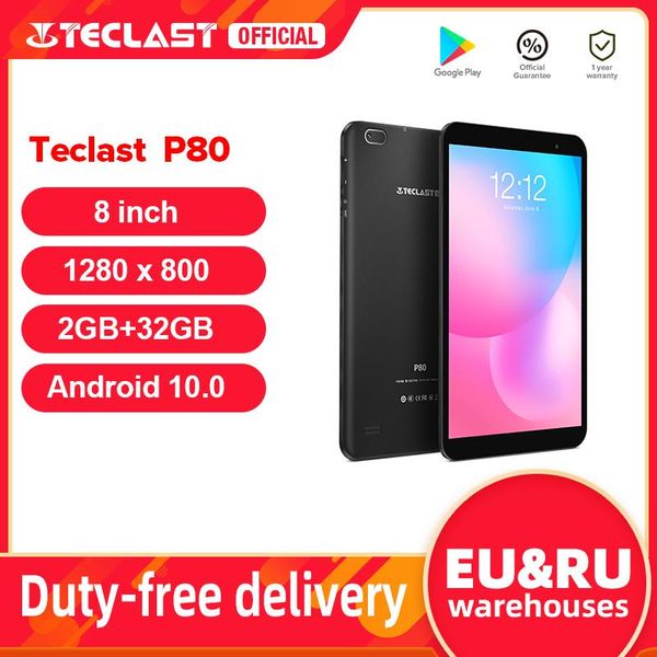 

est teclast p80 8" tablet android 10 2gb ram 32gb rom allwinner a133 1280x800 ips quad core dual wifi bluetooth 5.0 tablets pc