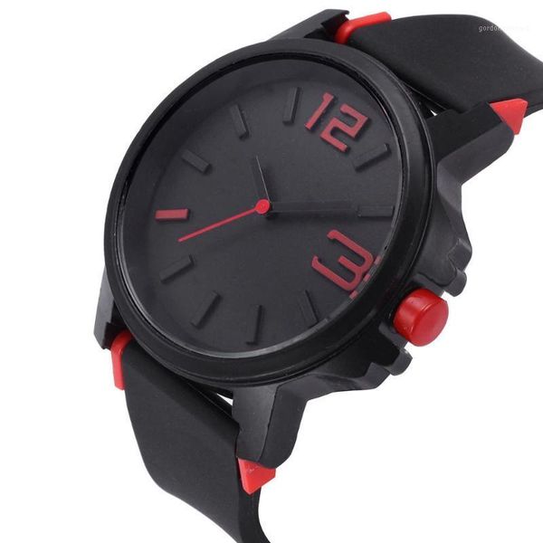 

silicone belt men's watch fashion personality student table big dial movement trend design wristwatches, Slivery;brown