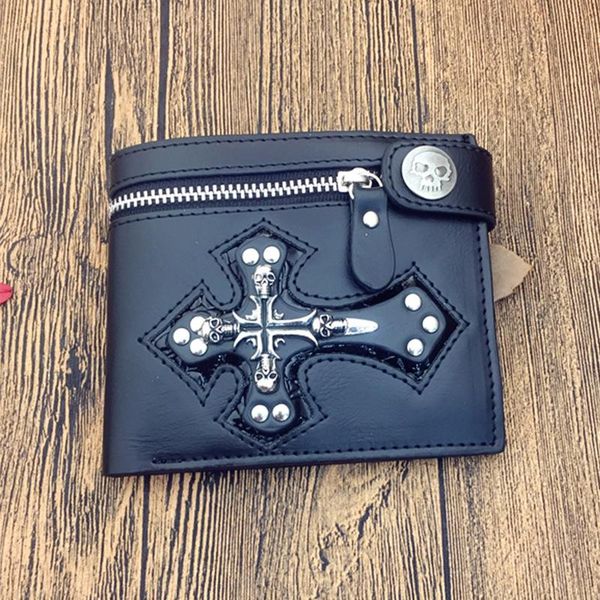 

men's wallet fashion character motorcycle chain zero rivet business casual bags wallets, Red;black