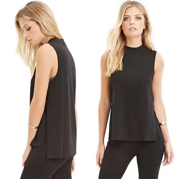 

women's tanks & camis 2021 summer slim women black vest solid color round neck sleeveless top, White