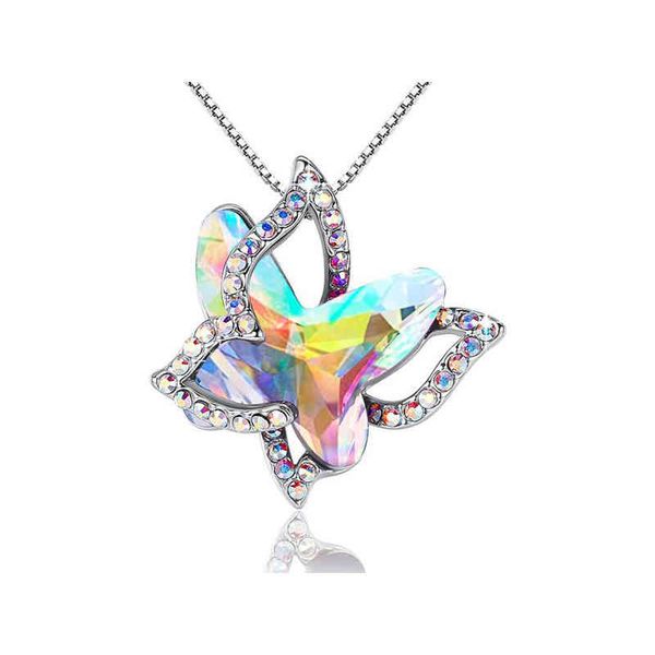 

female jewelry wholale alloy colorful 12 colors butterfly necklace, Silver