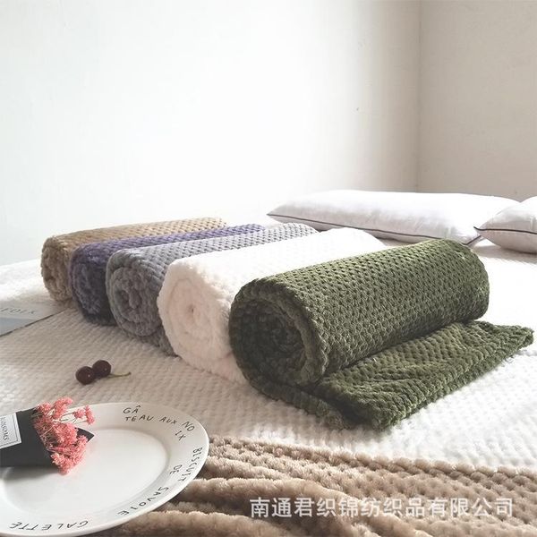 

blankets solid-color mesh blanket pineapple-g coral velvet knee small bebe pet