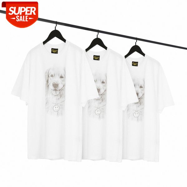 

smiley golden retriever pattern round neck pullover short sleeves #ni4h, White;black
