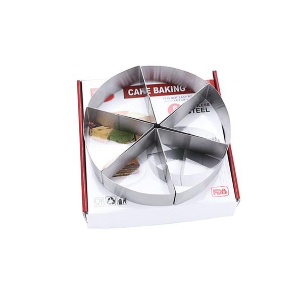 

6-part round mousse ring cake mold baking tools bread pizza stainless steel mould with box & pastry