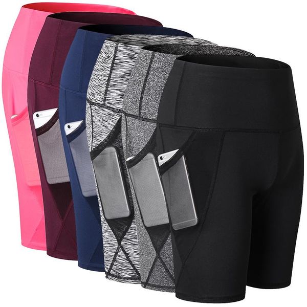 

yoga outfits 2021 women's pocket design shorts running tights women quick dry compression outdoor sports gym fitness sport, White;red