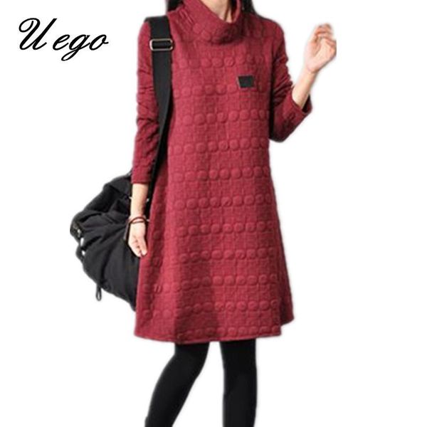 

casual dresses 2021 fashion padding cotton thick short autumn winter dress turtleneck jacquard dot ladies basic women spring, Black;gray