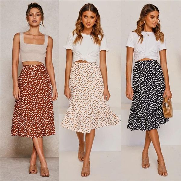 

skirts lady stylish sweety pretty leopard print skirt hipster a- line women elegant fashion trendy mid-calf ruffles, Black