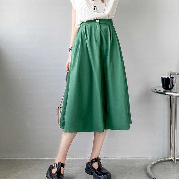 

high summer a-line waist cotton solid green dress casual children 10317, Black