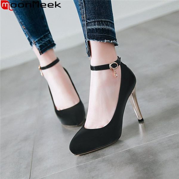 

moonmeek big size 34-43 fashion spring autumn shoes woman round toe buckle pumps women super high heels dress, Black