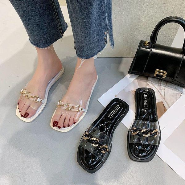 

slippers 2021 web celebrity flat style flip-flops for women's outdoor casual home, Black