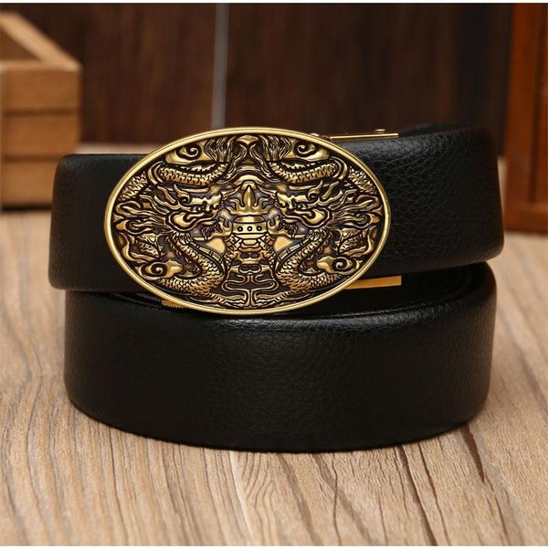 

belts men's leather belt solid color paint surface multi-style automatic buckle business casual versatile, Black;brown
