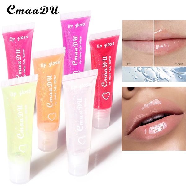 CmaaDu Lipgloss-Lippenbalsam, 6 Farben, rein, transparent, weiche Tube, Feuchtigkeitscreme, natürliches, nahrhaftes, feuchtigkeitsspendendes Make-up, Winter-Lipgloss