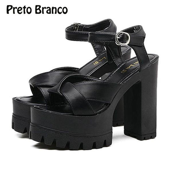 

summer model thick heel platform high nightclub hollow hate sky women sandals, Black