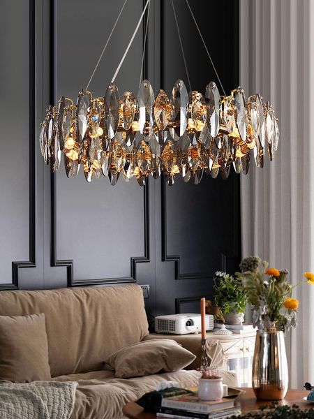 

pendant lamps light luxury crystal chandelier post modern minimalist living room dining bedroom model villa creative lamp
