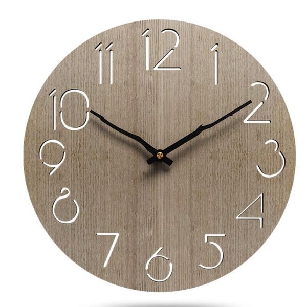 

boyida nordic log style creative decoration wall clock living room silent clocks