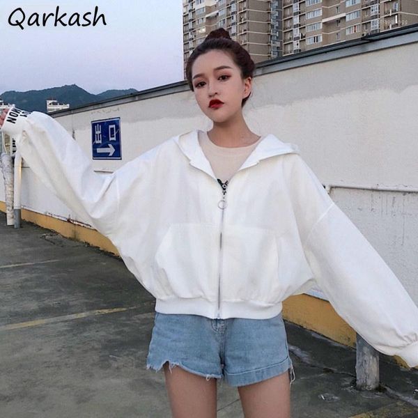 

jackets women letter female clothing casual ly loose hooded ulzzang mujer outwear trendy spring all-match cropped chic coats women's, Black;brown