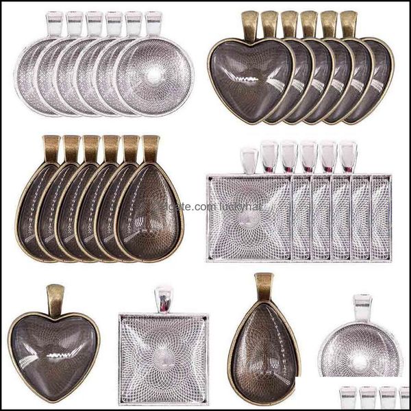 

necklaces & pendants jewelrydiy jewelry aessories heart water round square bottom brackets time gem sublimation blank pendant for transfer p, Silver