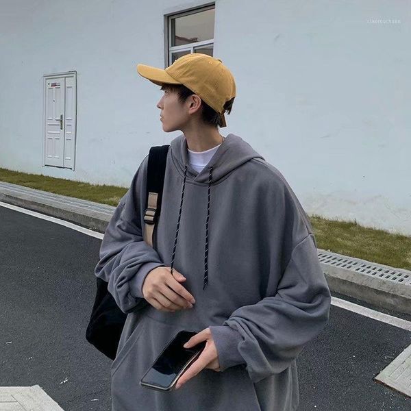 

men's hoodies & sweatshirts 2021 pure color hooded sweatshirt spring and autumn korean version of the trend loose student jacket lovers, Black