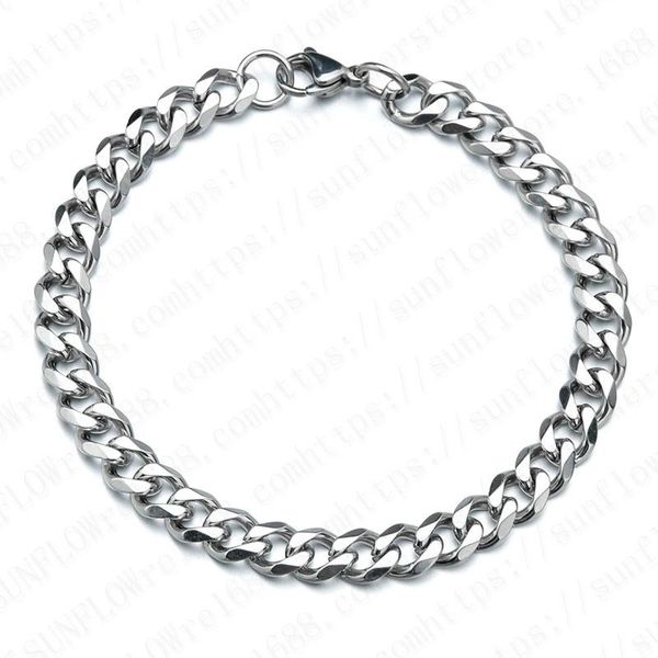 

link, chain 2021 trendy cuban men bracelet classic stainless steel 3/5/7mm width for women jewelry gift, Black