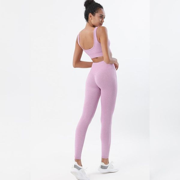 

yoga outfit work out running clothing ladies sports ribbed leggings woman gym set jogging bras for women two pieces seamless suit