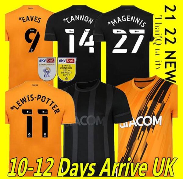 

2021 2022 hull city soccer jerseys wilks honeyman m.smith bernard eaves scott 21/22 maillots de foot raxter greaves lewis-potter emmanuel, Black;yellow